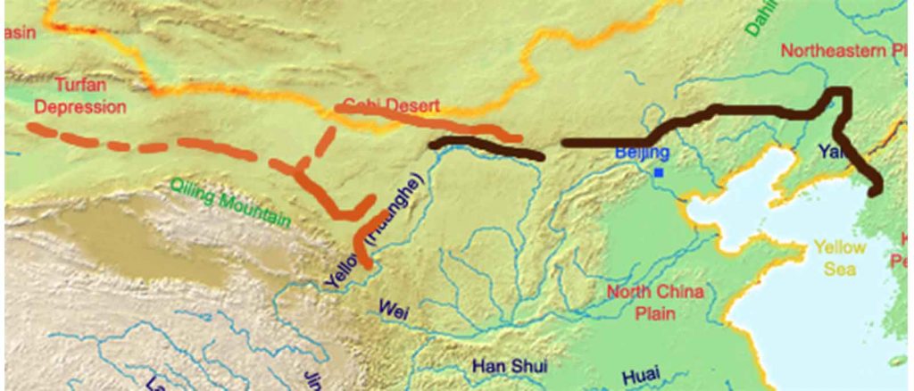Mapa de la Gran Muralla de la dinastía Han