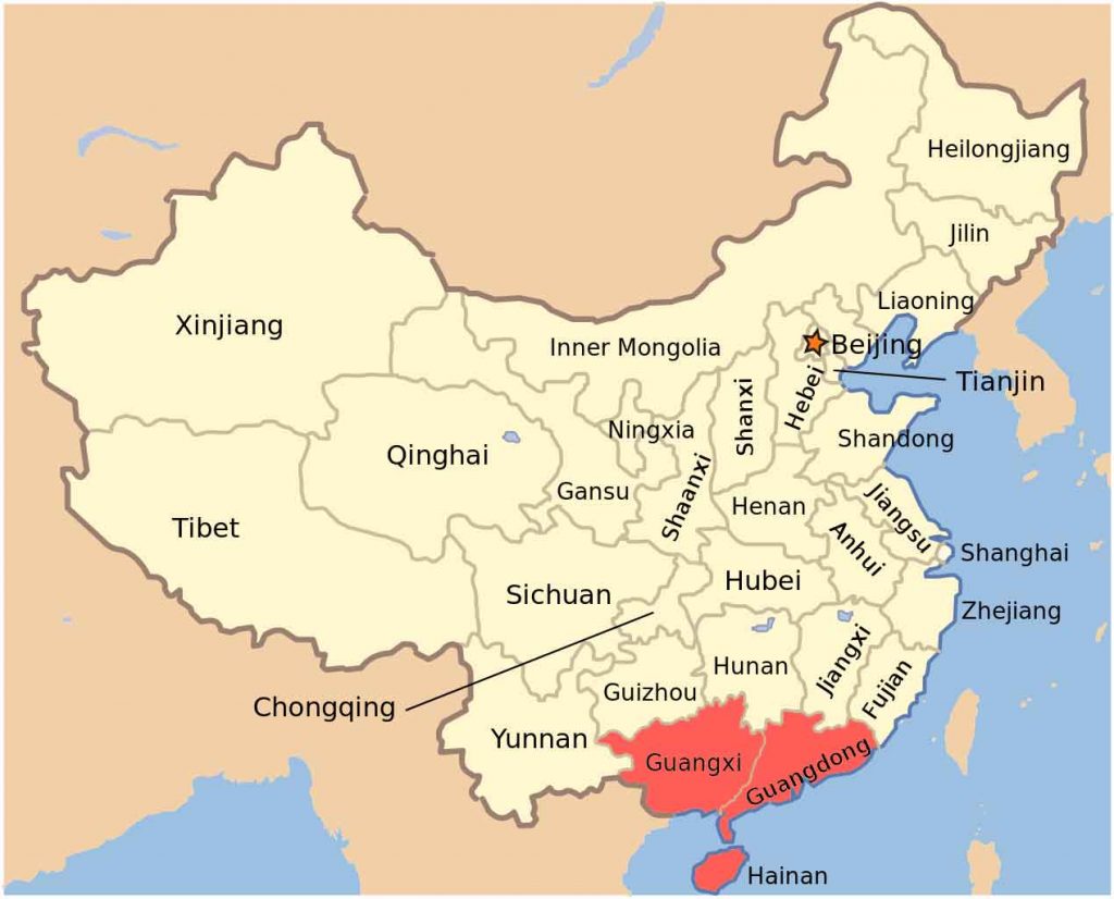 Zonas de alto riesgo de tifones en China