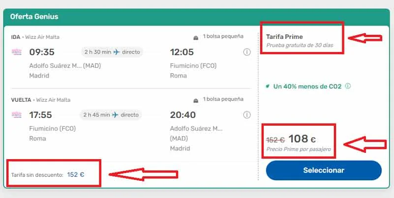 Edreams es fiable: captura con las tarifas